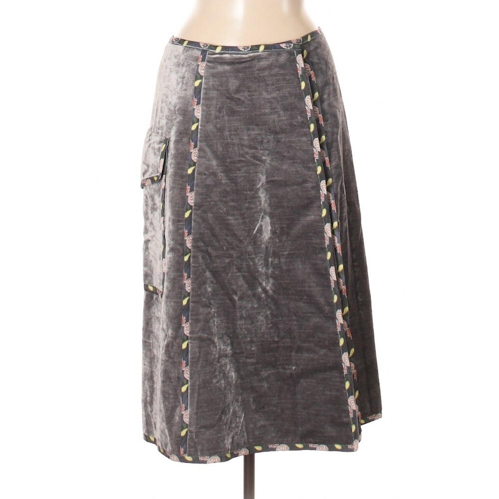 Suno Gray Velvety Eclectic Accent Skirt